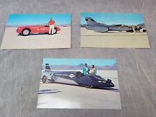 Lot 3 Vintage Postcards Bonneville Salt Flats Rockets Cars Clean Backs picture