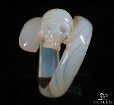 Free Shipping US Size 11# Agate Hand Carved Crystal Skull Ring, Skull Jewelry picture