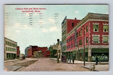 Springfield MA-Massachusetts, Clinton Hall, Main Street, Vintage c1911 Postcard picture