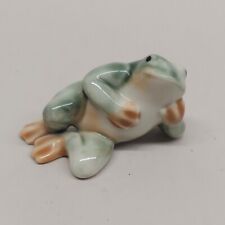 Vintage Porcelain Reclining Glazed Frog Toad Miniature Porcelain Figurine picture