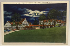 Night Time Scene, The Manor, Asheville NC North Carolina Vintage Linen Postcard picture