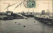 Port Said Egypt Front Stamp Steamship Ship Port c1910 Vintage Postcard picture