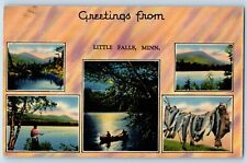 Little Falls Minnesota Postcard Greetings Multiview 1941 Vintage Antique Posted picture