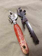 2 Vintage Early Mid-cent. Can Openers Bottle Openers 1 w Corkscrew 1 red Handle picture