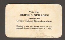 1919 CALLING CARD, BERTHA SPRAGUE FOR CO. SCHOOL SUPT. DENT CO.? SALEM, MO AREA picture