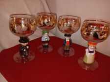 Goebel Hummel Figurine Stem Wine Glasses, 14K Gold Trim, Germany - Set of 4 picture