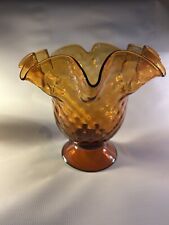 Amber Hand Blown Fluted 9” Vase picture