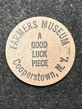 Cooperstown, NY Farmer’s Museum A Good Luck Piece Trade Token Wooden Nickel picture