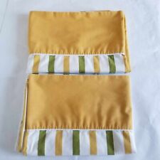 Set (2) Vintage Monticello Pillowcases Goldenrod Green Gold Stripe Wht Standard picture