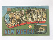 Say Hello from Carlsbad, NM New Mexico Vtg Large Letter Greeting Postcard 1940s picture