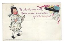Early 1900's Tucks Valentine Postcard Girl Singing, Signed E. Curtis picture
