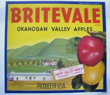 Original BRITEVALE apple crate label Happy Valley Ranch warehouse home Thorntons picture