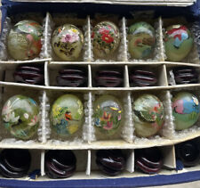 Cloisonné Look Enameled Eggs With Stands And Case Lot of 10 Multicolor picture