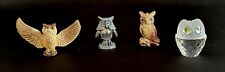 Owls Lot of 4 Minis Crystal, Stone, Ricker Pewter, Ceramic Vintage EUC picture