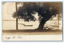 1906 Lake Massapoag Boat Sharon Massachusetts MA RPPC Photo Antique Postcard picture