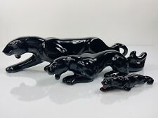 Vtg Royal Haegar Black Panthers Prowling Ceramic Figure Sculpture 18” 13” 6” picture