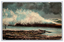 Crashing Waves, Storm On Lake Michigan MI Postcard picture
