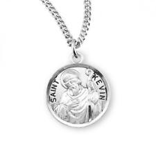 Saint Kevin Beautiful Round Sterling Silver Medal Size 0.9in x 0.7in picture