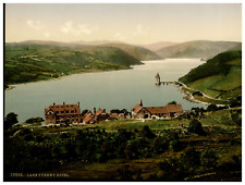 Wales. Vyrnwy. Lake and Hotel. Vintage Photochrome by P.Z, Photochrome Zu picture