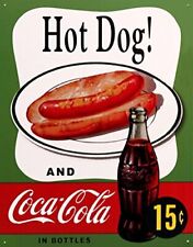 Desperate Enterprises Coca-Cola Hot Dog Tin Sign - Nostalgic Vintage Metal Wall picture