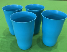 Vintage PackerWare Set of 4 Blue 20oz Plastic Tumblers Made in USA picture