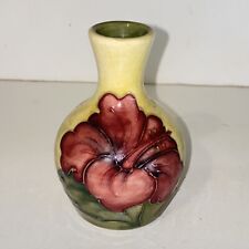 Rare Vintage Yellow William Moorcroft Hibiscus Flower Miniature Bud Vase picture