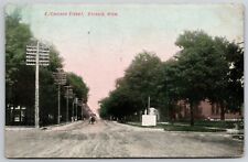 Sturgis Michigan~Big Sign, Utility Poles, Buggy on Dirt E Chicago Street c1910 picture