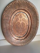 Vintage Syrian Copper Tray 18x14 picture
