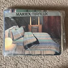 Vintage Full Fitted Sheet No-Iron Martex Miralux Paradise Stripe SEALED picture