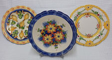 Plates Portugal Hand Painted  Vintage  TIERRA FINA SET of 3 Colorful picture