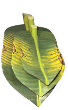 Bermuda Trader Hand Painted Banana Leaf Wood Serving Tray Set Tropical Decor picture