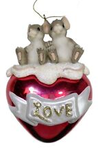 4.5” Christmas Mouse Love Heart Mice Holiday Ornament picture