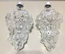 Vintage Pair Clear Glass Grape Cluster Bottle With Lid Italy picture