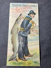 Scott’s Emulsion Cod Liver Oil Antique Trade Card 1884 Rare Fisherman Htf picture