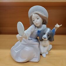 LLADRO PORCELAIN FIGURINE #5468 WHO'S THE FAIREST GIRL MIRROR DOG Glossy picture
