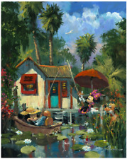 Disney Fine Art Limited Edition Canvas Florida Fishin'-Mickey+Minnie-Coleman picture