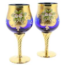 GlassOfVenice Set of Two Murano Glass Wine Glasses 24K Gold Leaf - Blue picture