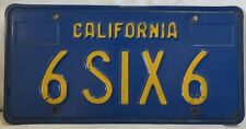 Vintage California Blue & Yellow License 6 SIX 6 satan devil 666 picture