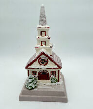 Vtg Christmas Handmade Musical CHURCH LIGHTED HOUSE 1979 COLONIAL VILLAGE Sign picture