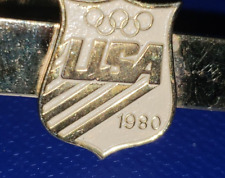 Vintage1980s pin tie tac USA Olympics enamel gold tone picture