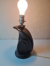 Vintage MCM Black Ceramic Sculptural Abstract Swirl Table Lamp WORKING picture