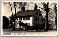 Vintage Postcard MA Greenfield RPPC Home of Headnaster 40s Car c1946 ~7855 picture