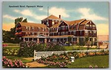 Sparhawk Hotel Ogunquit Maine Flower Garden Cancel 1952 Vintage WOB PM Postcard picture