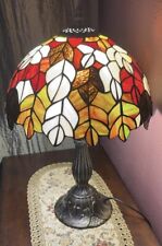 Tiffany style Stained Glass Wisteria Leaves Accent Table Lamp picture