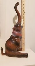 Vintage Elephant Statue Leather Wrapped 17
