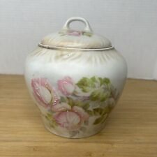 Vintage Porcelain Lidded Biscuit Cracker Jar w/ Flowers Roses Made In Germany picture