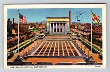 Baltimore MD-Maryland, War Memorial & Plaza, Vintage Postcard picture