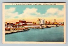 Jacksonville FL, Skyline, Jacksonville Water Front, Florida Vintage Postcard picture