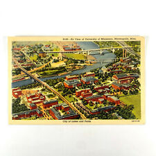 Postcard Minnesota Minneapolis MN University Aerial Bird Eye View 1946 Posted  picture