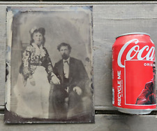 Antique Tintype Photograph Couple Woman & Man Post Mortem? 6.5x8.5